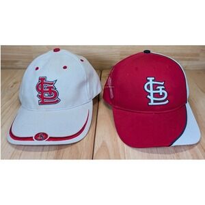 Twins Enterprise St Louis Cardinals MLB Baseball‎ Caps Red White Lot of 2